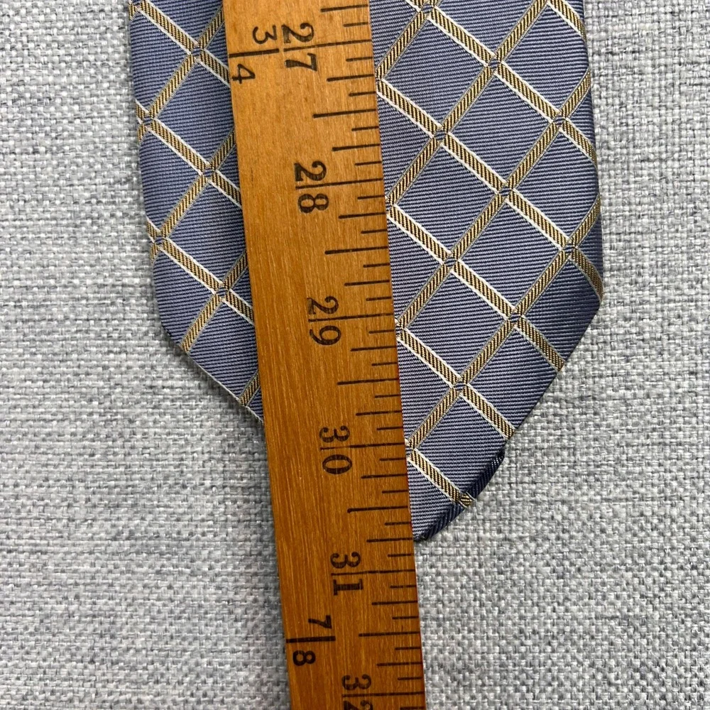 Vintage Y2K Brooks Brothers‎ Silk Diamond Tie Men Blue Gold Preppy Italy Ivy USA